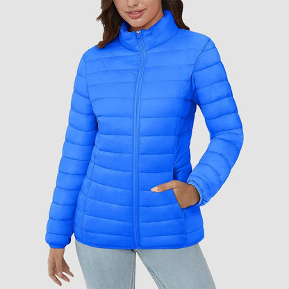 Women's Quilted Puffer Jacket Lightweight Full Zip Black
