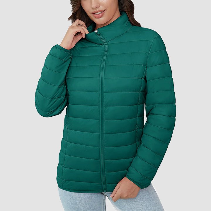 Women's Quilted Puffer Jacket Lightweight Full Zip Black