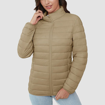 Women's Quilted Puffer Jacket Lightweight Full Zip Black