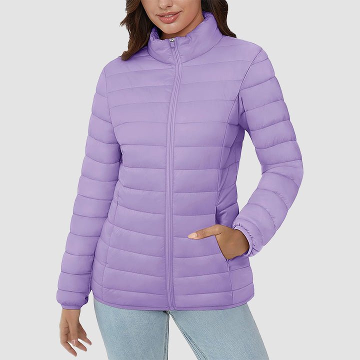 Women's Quilted Puffer Jacket Lightweight Full Zip Black