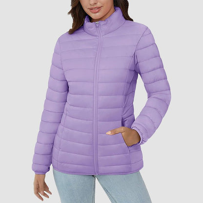 Women's Quilted Puffer Jacket Lightweight Full Zip Black