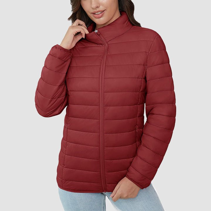 Women's Quilted Puffer Jacket Lightweight Full Zip Black