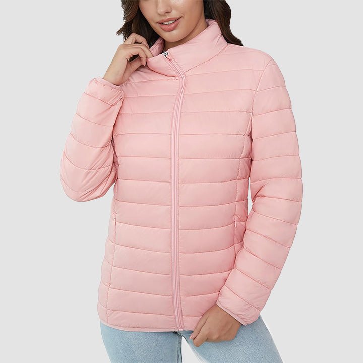 Women's Quilted Puffer Jacket Lightweight Full Zip Black
