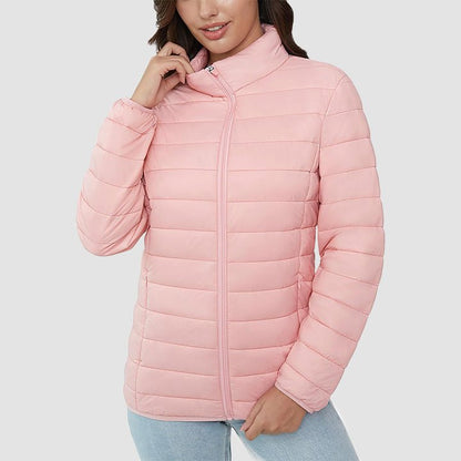 Women's Quilted Puffer Jacket Lightweight Full Zip Black