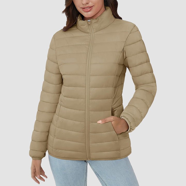 Women's Quilted Puffer Jacket Lightweight Full Zip Black