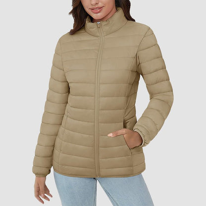 Women's Quilted Puffer Jacket Lightweight Full Zip Black
