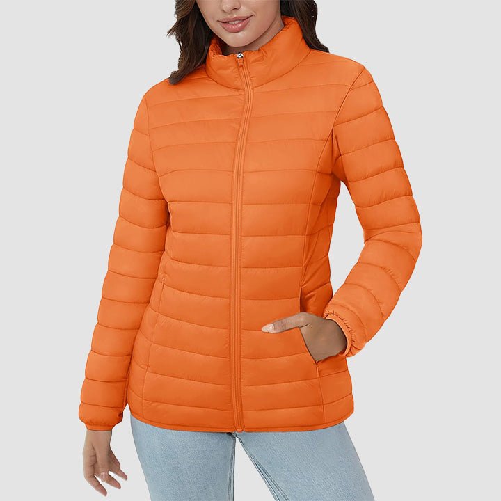 Women's Quilted Puffer Jacket Lightweight Full Zip Black