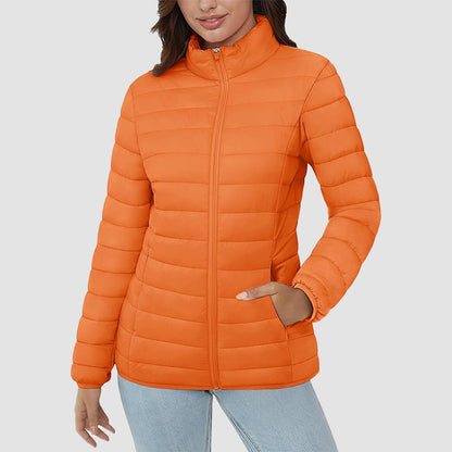 Women's Quilted Puffer Jacket Lightweight Full Zip Black