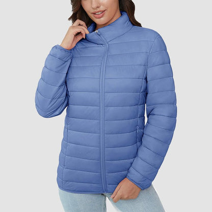 Women's Quilted Puffer Jacket Lightweight Full Zip Black