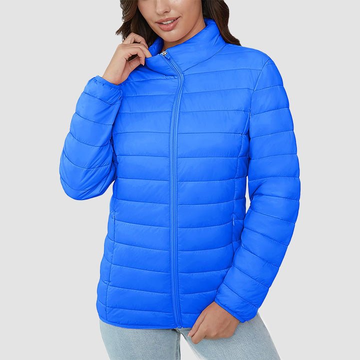 Women's Quilted Puffer Jacket Lightweight Full Zip Black