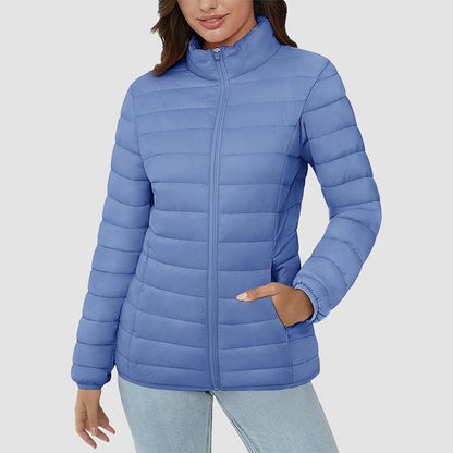 Women's Quilted Puffer Jacket Lightweight Full Zip Black