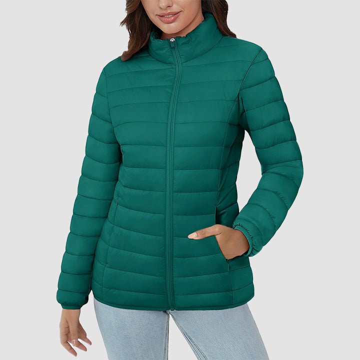 Women's Quilted Puffer Jacket Lightweight Full Zip Black