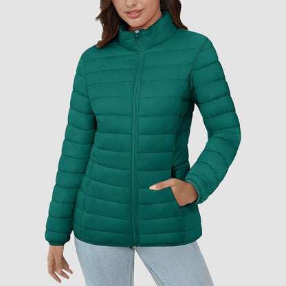 Women's Quilted Puffer Jacket Lightweight Full Zip Black
