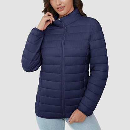 Women's Quilted Puffer Jacket Lightweight Full Zip Black