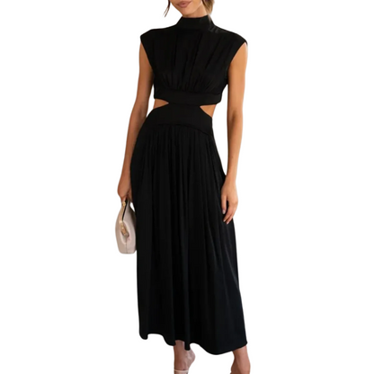 Women's Maxi Dress High Neckline Natural Waist - VibreMode