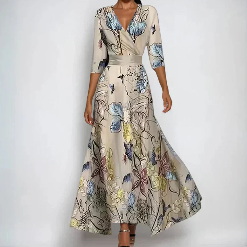 womens-maxi-wrap-dress-with-v-neck-and-3-4-sleeves-2