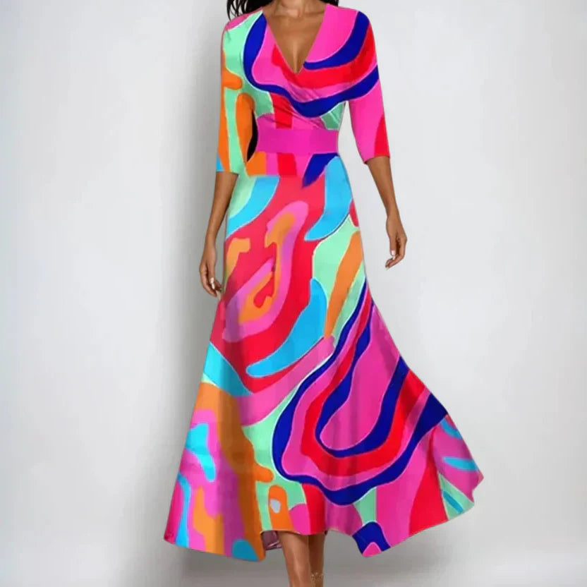 womens-maxi-wrap-dress-with-v-neck-and-3-4-sleeves-4