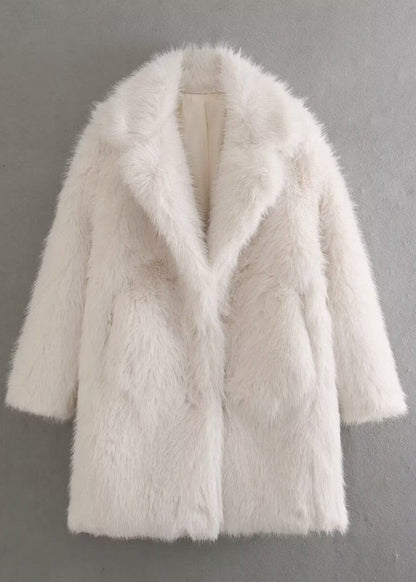 Women's Plush Coat Stand Collar Hook Closure