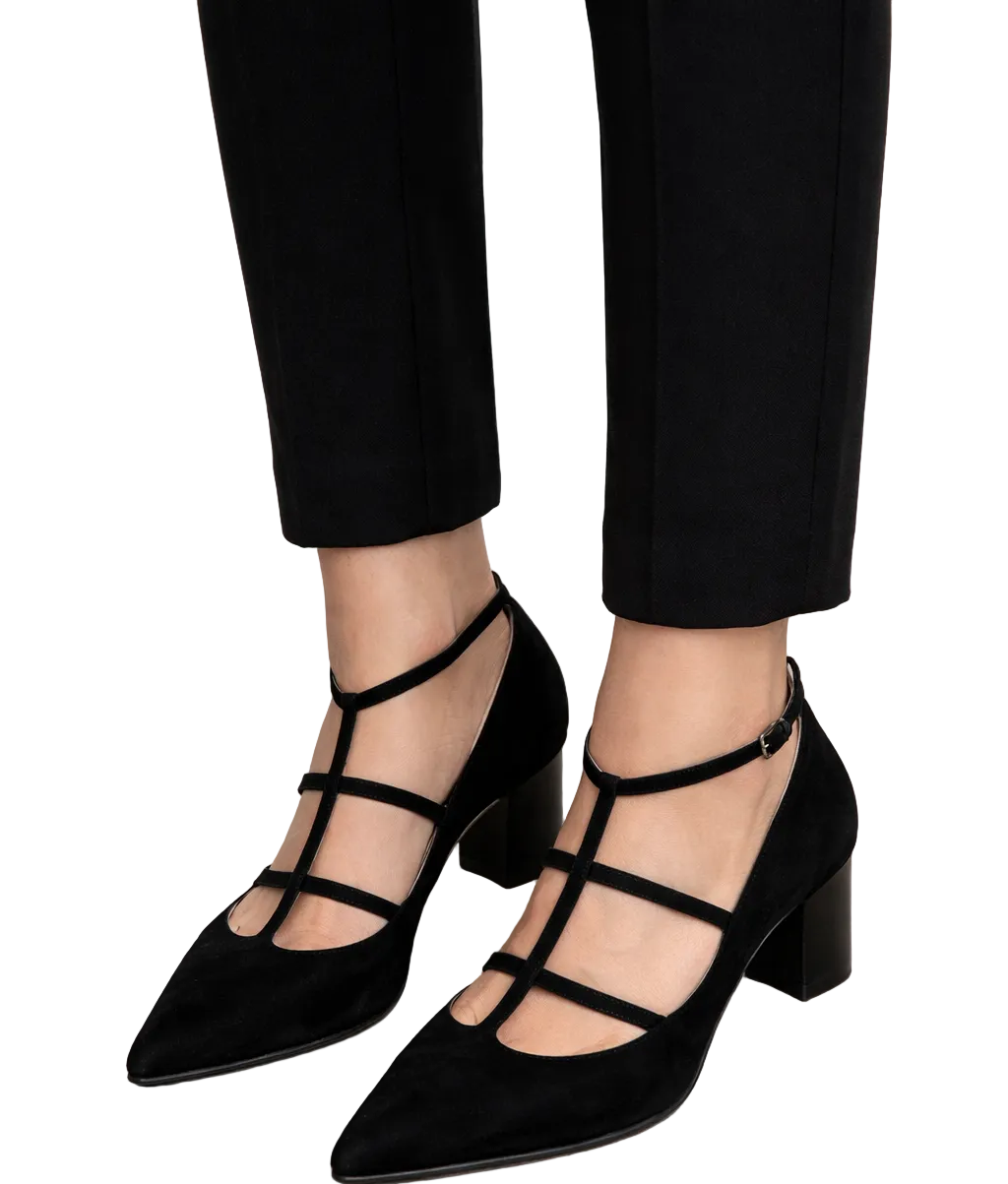 Women's Pointed Toe Heels Synthetic Multi Strap Block Heel - VibreMode