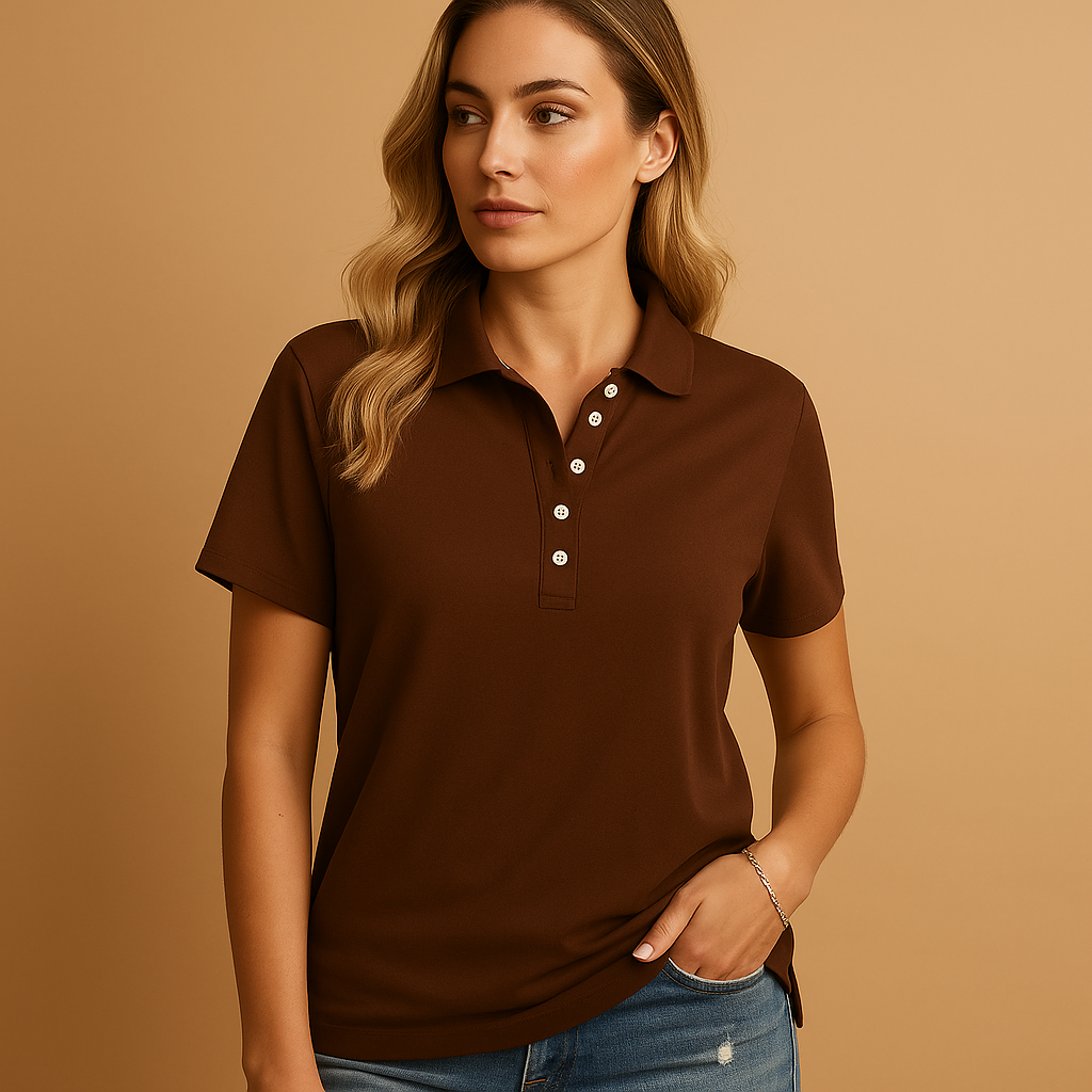 Women’s polo shirt with a tailored fit and classic design, ideal for everyday wear, work, and smart-casual outfits.