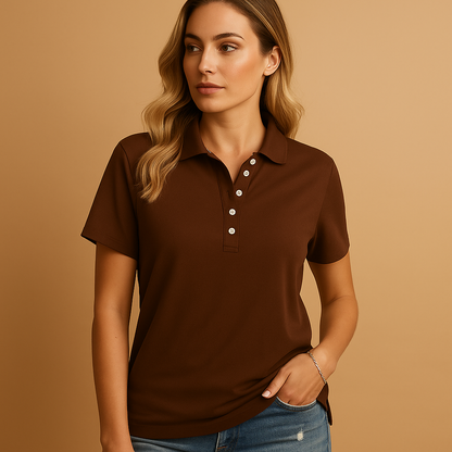 Women’s polo shirt with a tailored fit and classic design, ideal for everyday wear, work, and smart-casual outfits.