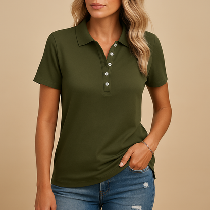 Women’s polo shirt with a tailored fit and classic design, ideal for everyday wear, work, and smart-casual outfits.
