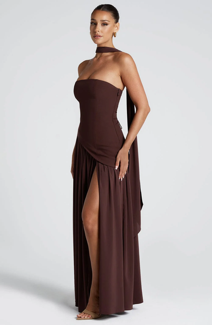 womens-strapless-woven-maxi-dress-with-side-slit-and-scarf-8