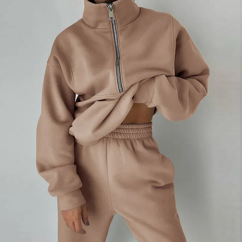 Women's Tracksuit Set Half-Zip Pullover Jogger Pants - VibreMode