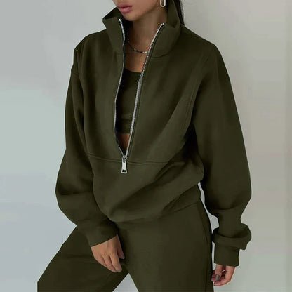 Women's Tracksuit Set Half-Zip Pullover Jogger Pants