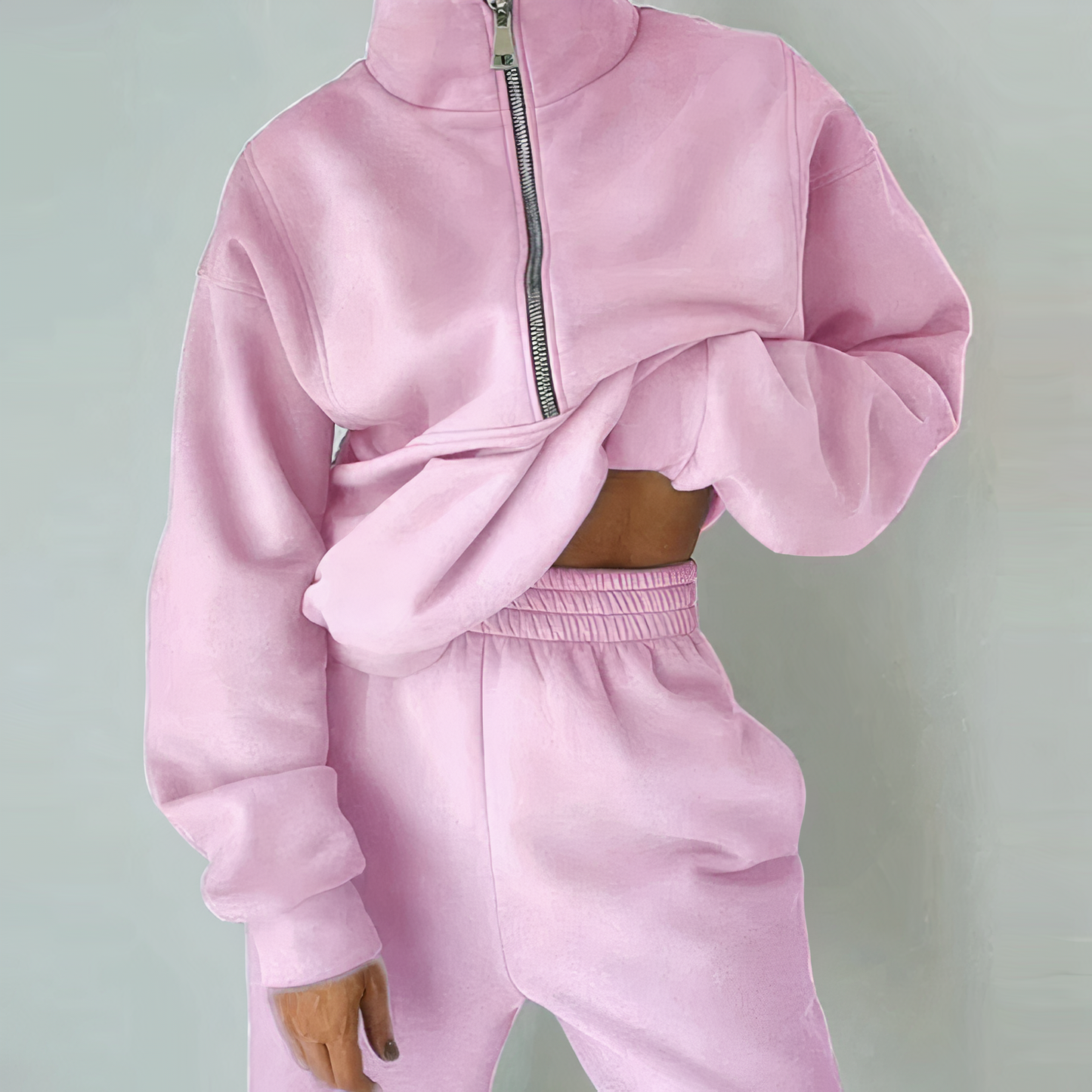 Women's Tracksuit Set Half-Zip Pullover Jogger Pants