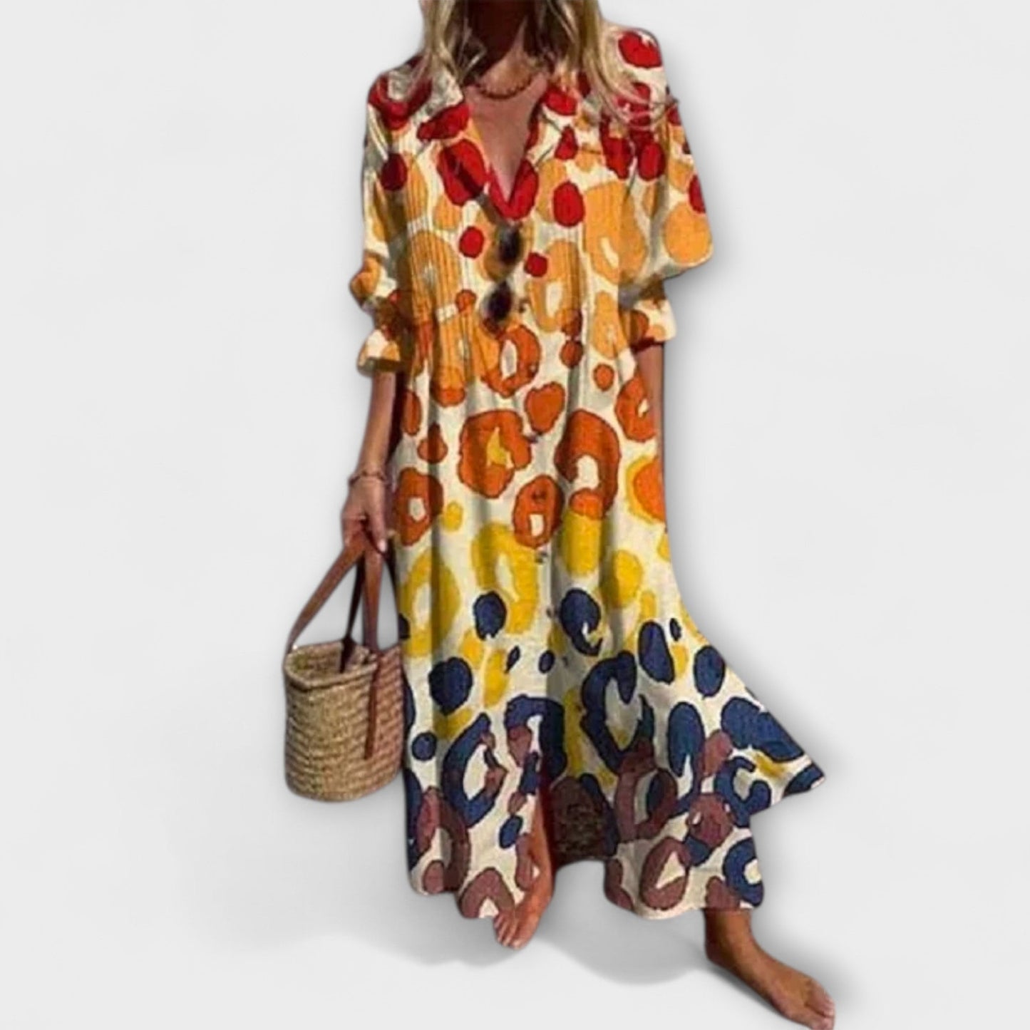 womens-woven-maxi-dress-with-button-front-and-v-neck-3