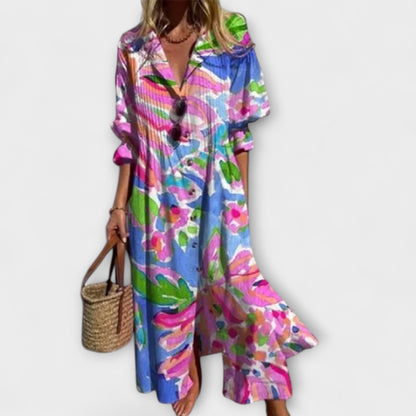 womens-woven-maxi-dress-with-button-front-and-v-neck-4