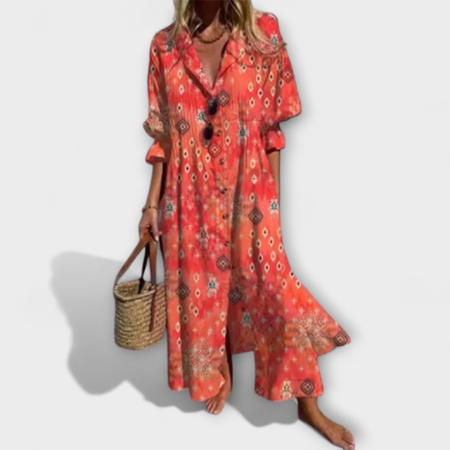 womens-woven-maxi-dress-with-button-front-and-v-neck-5