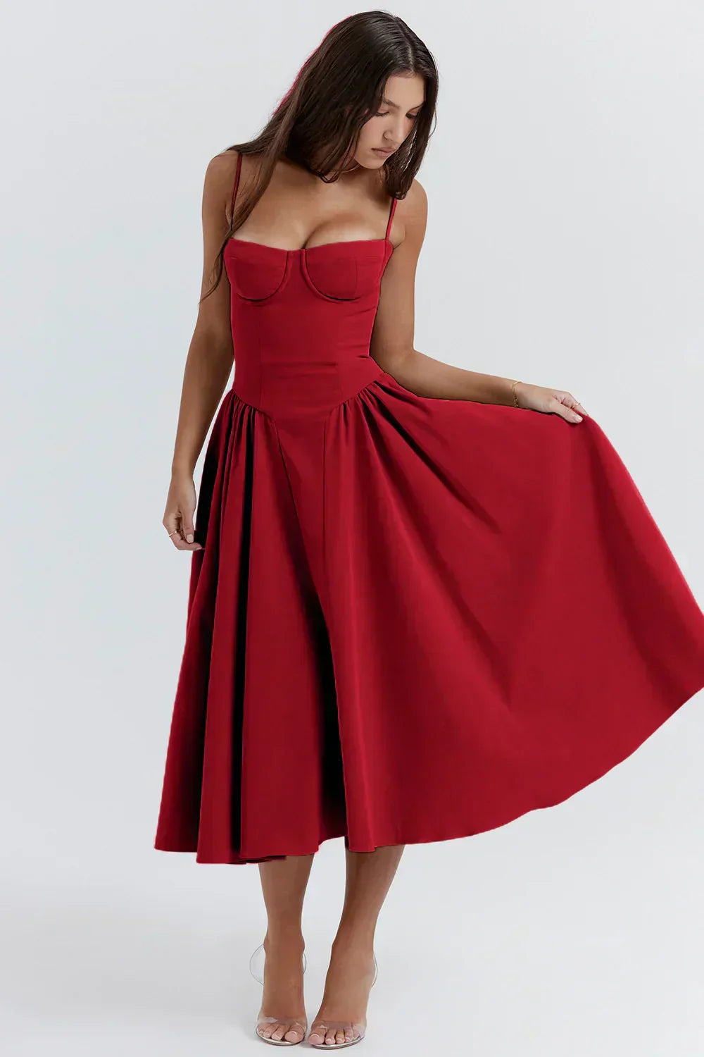 womens-woven-midi-dress-with-bustier-seaming-and-pocketed-skirt-11