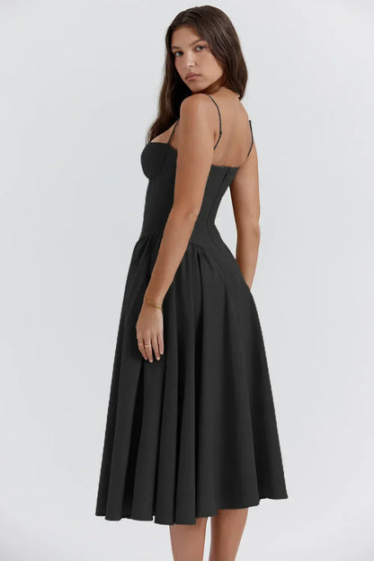 womens-woven-midi-dress-with-bustier-seaming-and-pocketed-skirt-14