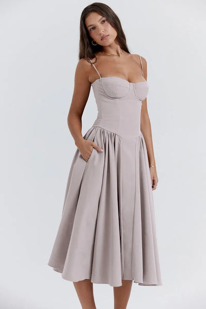 womens-woven-midi-dress-with-bustier-seaming-and-pocketed-skirt-23
