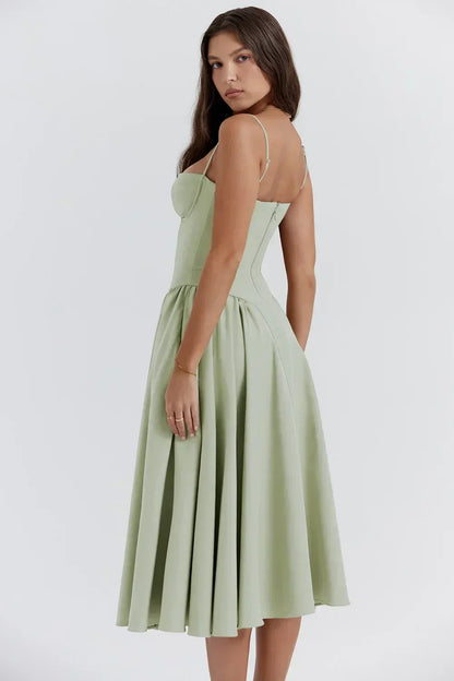 womens-woven-midi-dress-with-bustier-seaming-and-pocketed-skirt-5
