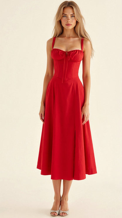 womens-woven-midi-dress-with-corset-bodice-and-slit-11