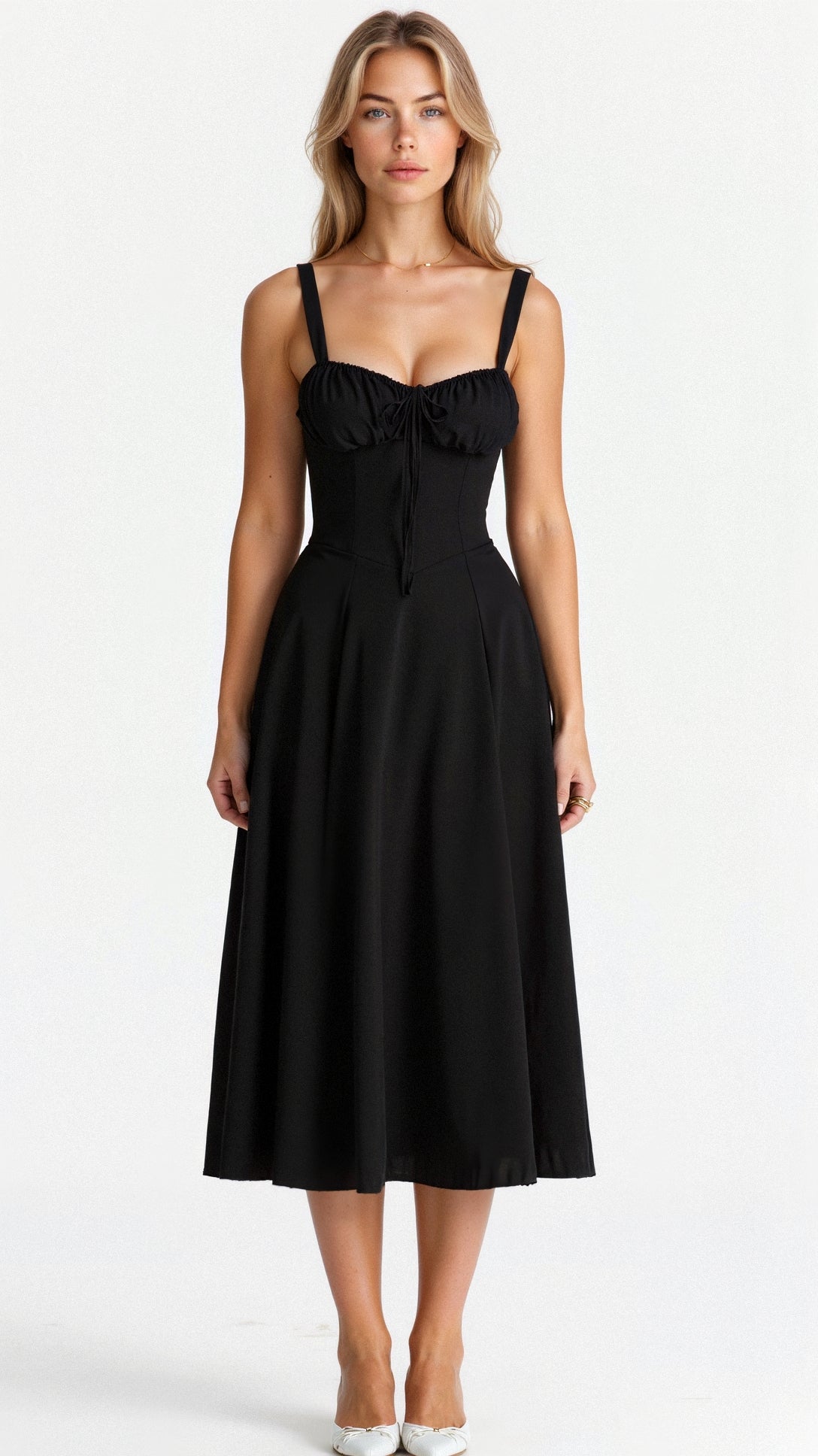 womens-woven-midi-dress-with-corset-bodice-and-slit-3