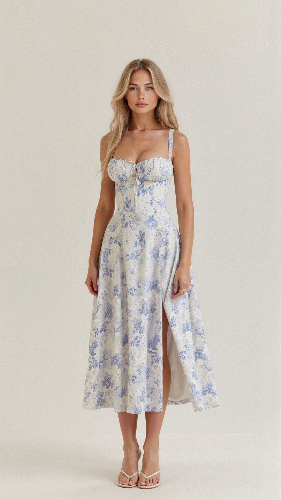 womens-woven-midi-dress-with-corset-bodice-and-slit-7