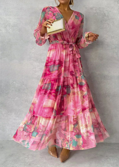 Women's Woven V Neck Wrap Dress - VibreMode