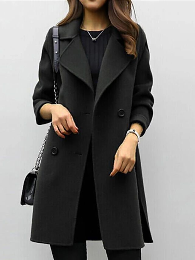 Women's Wool Double-Breasted Coat Classic Warm