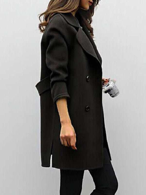 Women's Wool Double-Breasted Coat Classic Warm