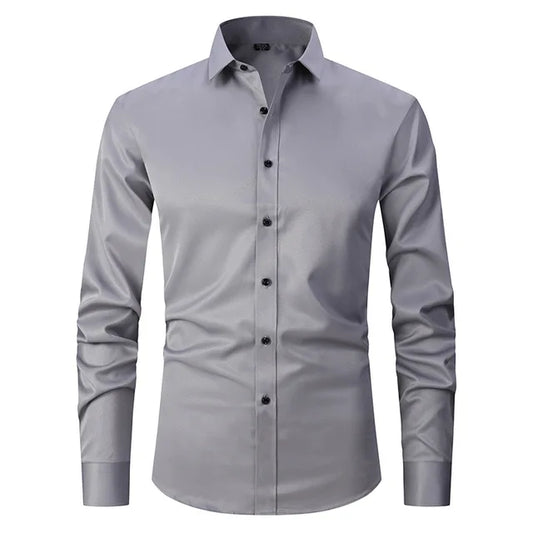 Men's Long Sleeve Button Front Shirt Cotton Contrast Buttons - VibreMode