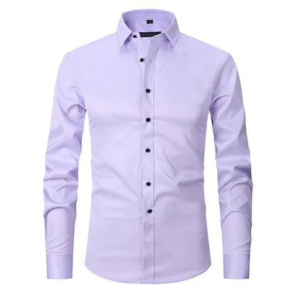 Men's Long Sleeve Button Front Shirt Cotton Contrast Buttons