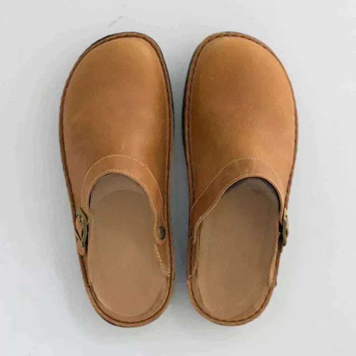 Leather Orthopedic Clogs Autumn Brown