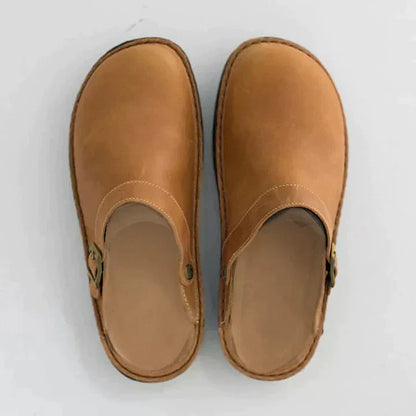 Leather Orthopedic Clogs Autumn Brown