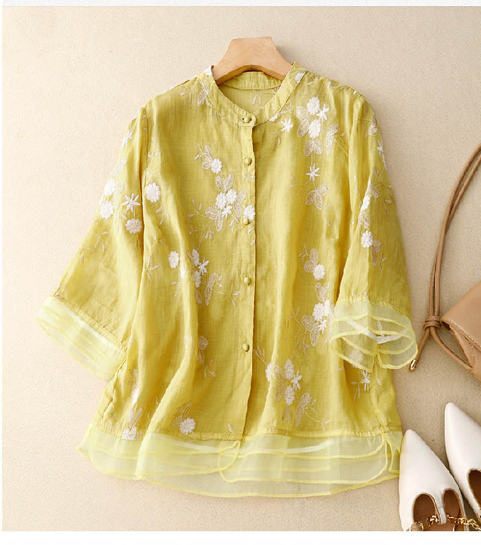 Elegant Women's Blouse with Flower Details