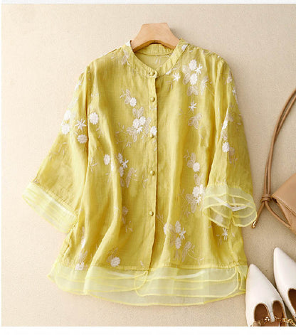 Elegant Women's Blouse with Flower Details