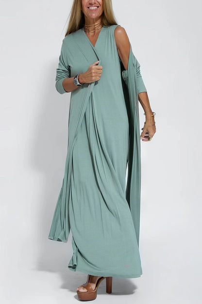 Stylish Maxi Dress with Matching Cardigan